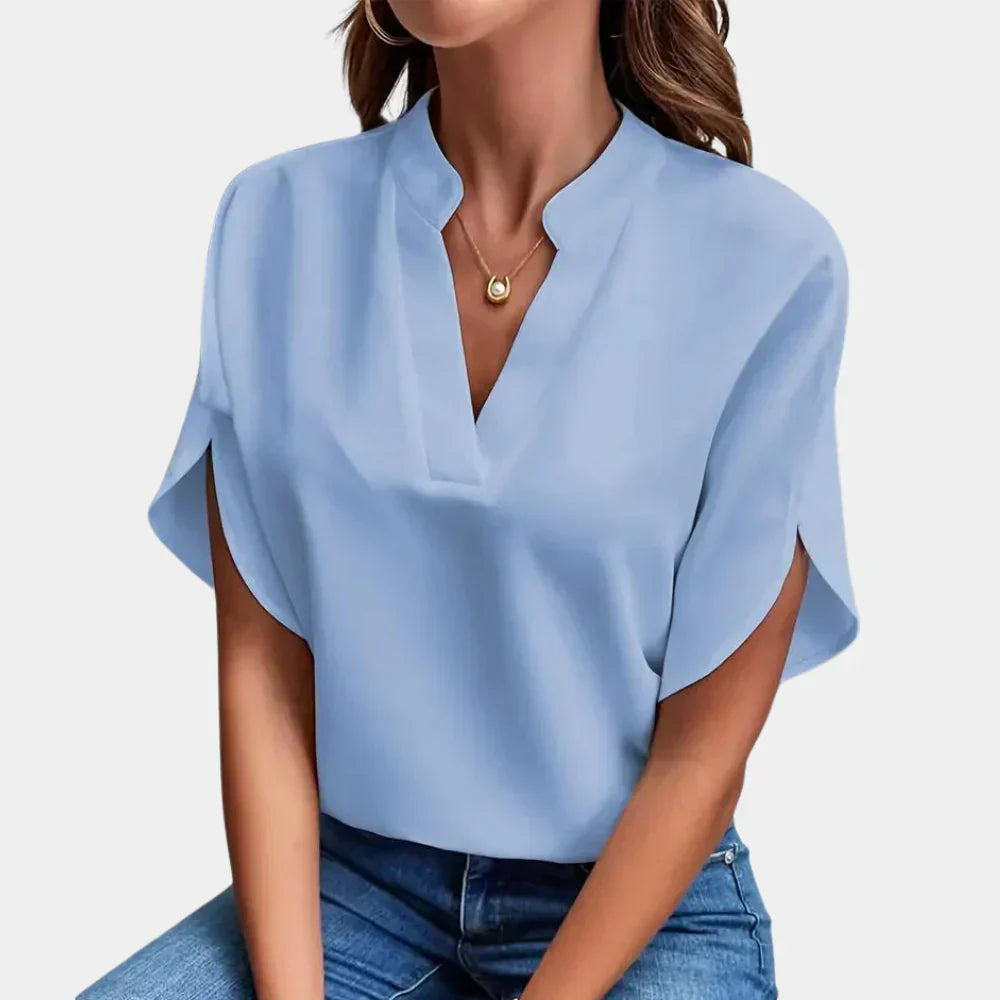 Dameskleding Ella: comfortabele, luchtige zomertop met relaxte pasvorm, perfect voor zomerse dagen.