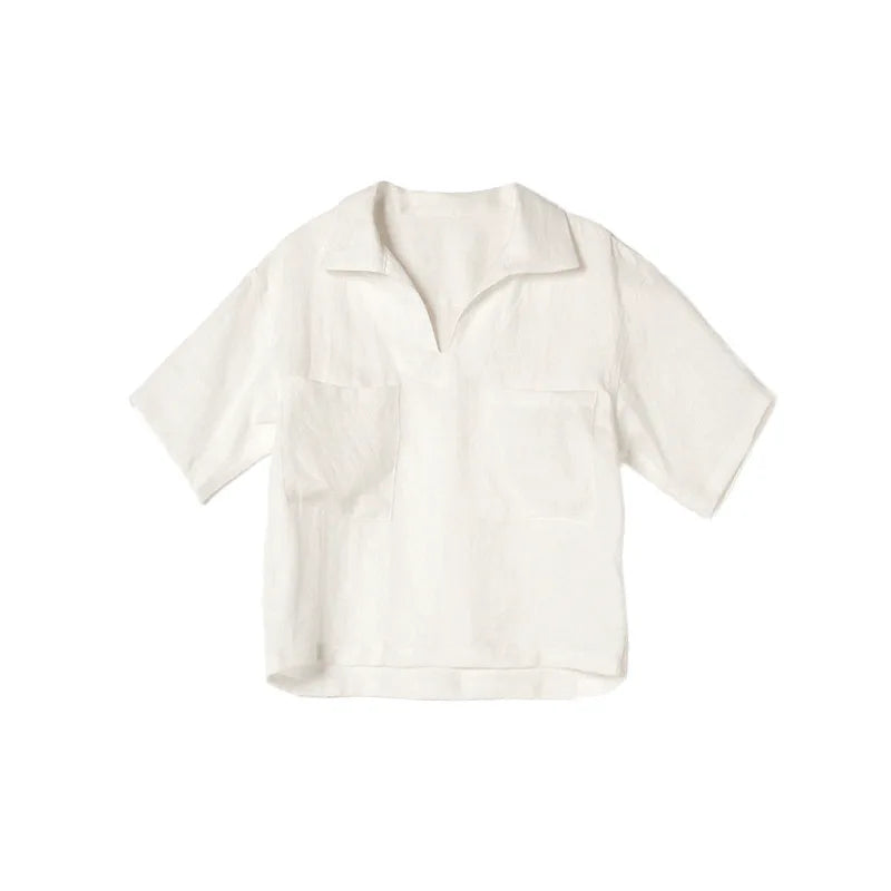 Casual damesblouse met korte mouwen en V-hals voor een ontspannen zomerse uitstraling. Gemakkelijk te stylen.