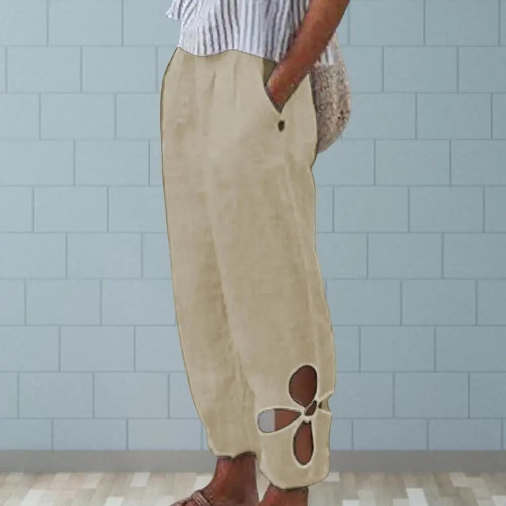 Modieuze, comfortabele damesbroek met relaxte pasvorm voor een luchtige zomerstijl. Veelzijdig voor elke gelegenheid.