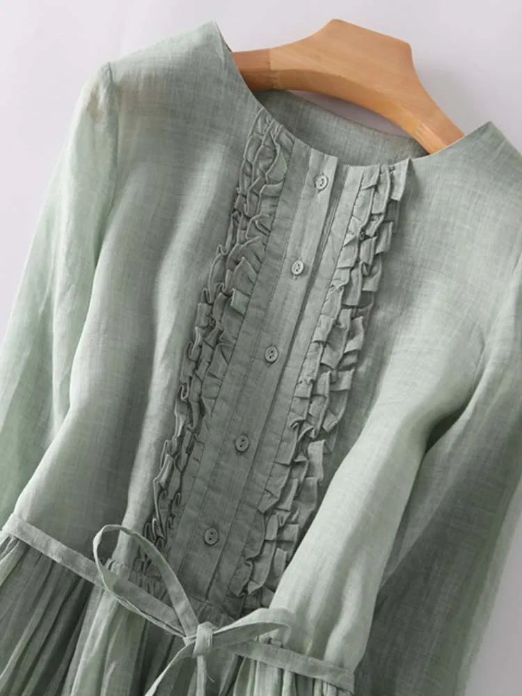Elegante groene dames zomerjurk, comfortabel en luchtig, perfect als casual jurk, strandjurk of voor vakantie.