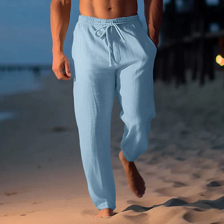 Casual linnen zomerbroek voor heren. Perfecte strandkleding, ademend en luchtig voor warm weer.