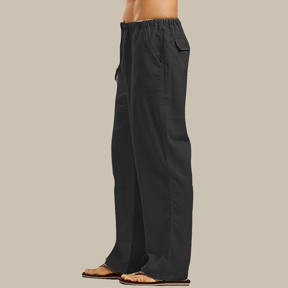 Casual heren zomerbroek van ademend linnen, ideaal voor vakantie of strand, relaxte pasvorm.