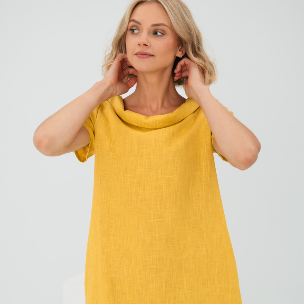 Luchtige linnen zomerjurk Fenna voor dames, midi lengte, ideaal voor casual zomerse dagen.