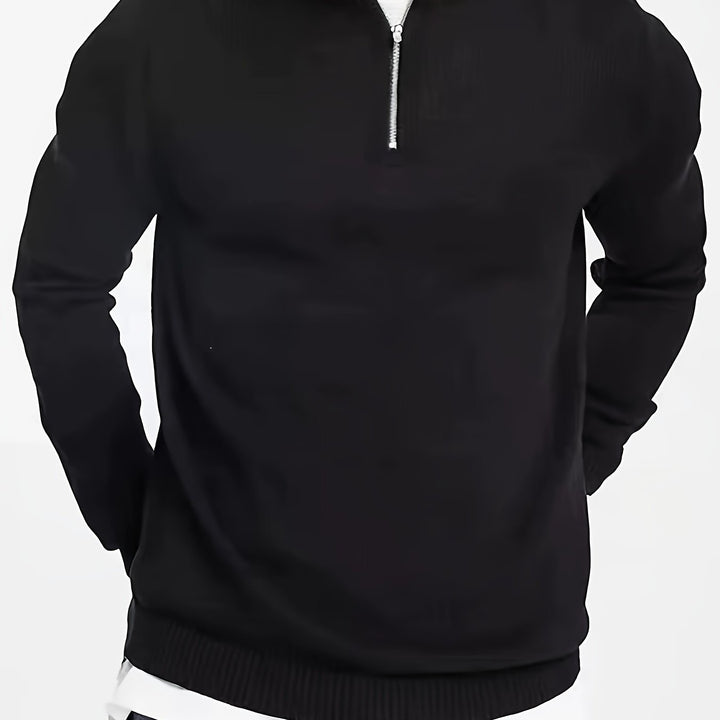 Zachte, comfortabele heren trui met halve rits en col, perfect voor een ontspannen dagelijkse herfstlook.