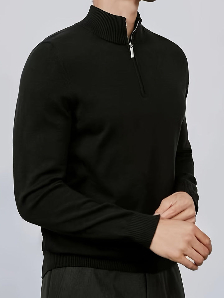 Moderne herentrui met halve rits en col, geschikt voor casual en dagelijkse look in lente, herfst en winter.