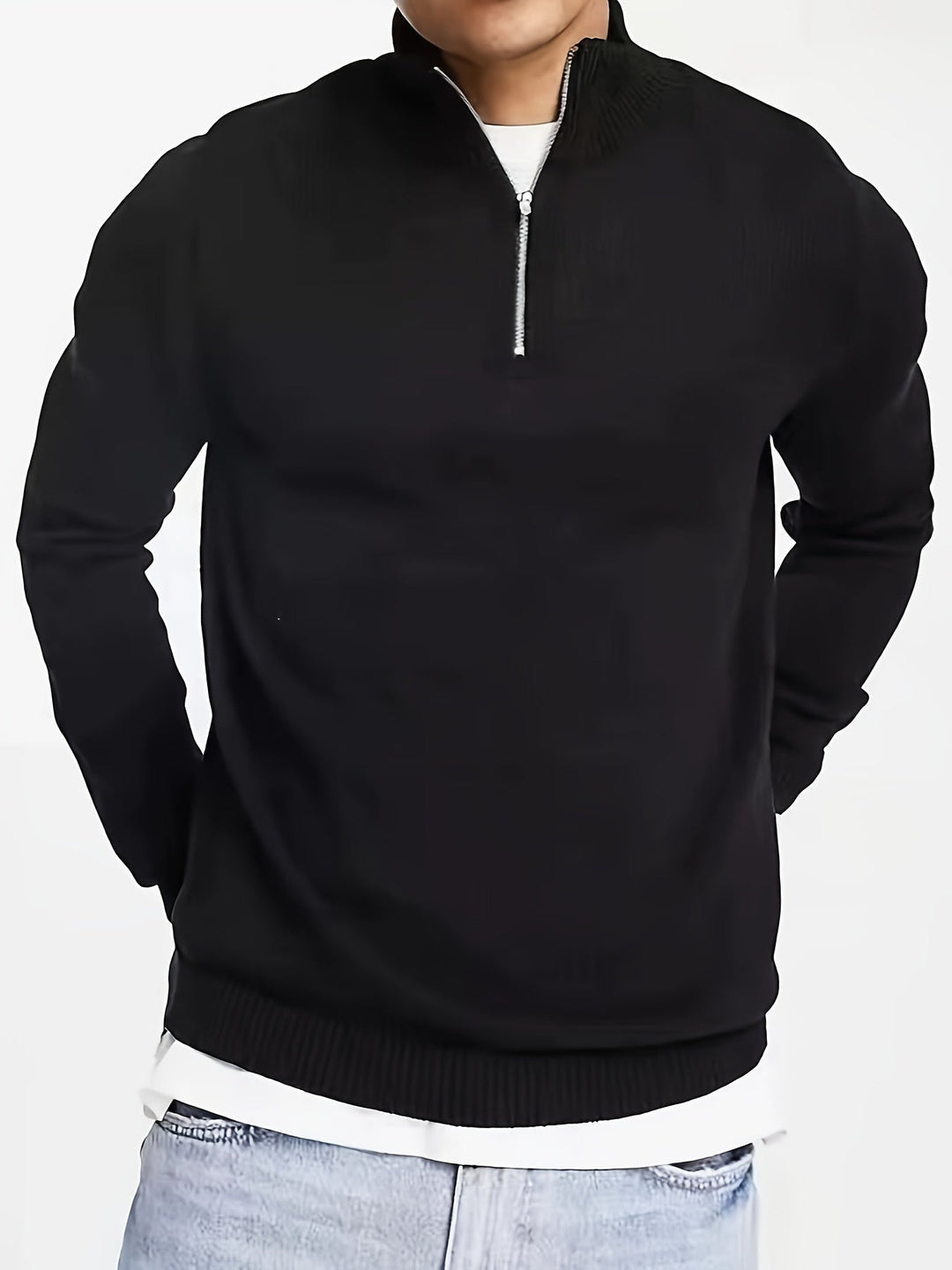 Heren casual trui met halve rits en col, ideaal voor lente, herfst en winter. Modern en comfortabel.