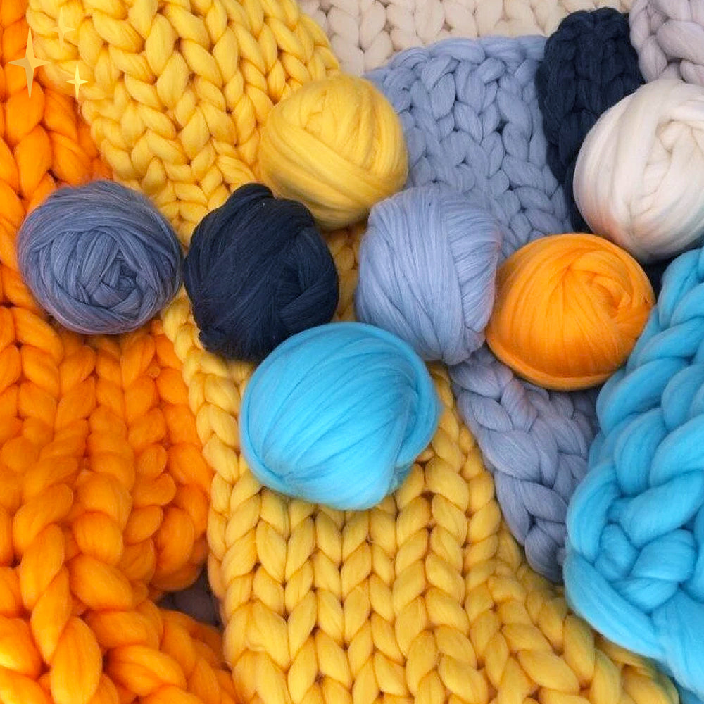 Dikke LuxaWool 1000g chunky wol voor een luxe oversized deken. Ideaal voor DIY handwerken. Knuffeldeken.