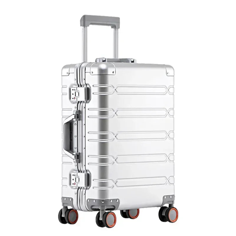 Luxe aluminium-magnesium reiskoffer 'Oslo' met TSA slot en spinnerwielen, perfect voor zakelijk reizen.