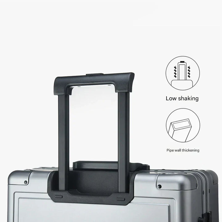 Luxe aluminium reiskoffer Pristina. Harde schaal met spinnerwielen en TSA slot voor zorgeloze vakantie bagage.