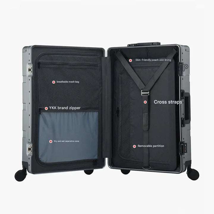 De Pristina reiskoffer: een duurzame, stijlvolle aluminium hardshell koffer met TSA slot voor elke reis.
