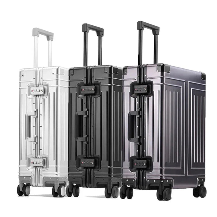 Luxe aluminium reiskoffer Valletta met stevig TSA slot en 360° spinnerwielen voor zorgeloos reizen.