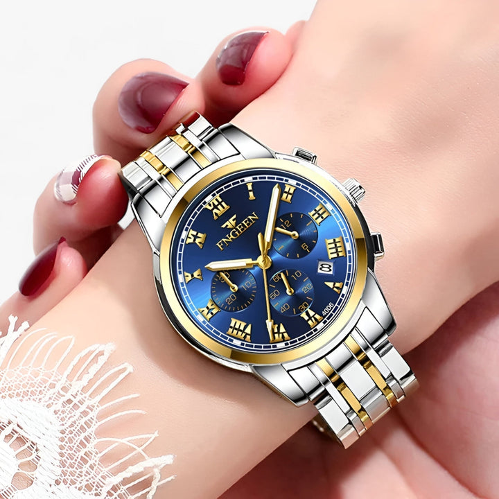 Luxe Clémence titanium dameshorloge; elegant en tijdloos quartz horloge voor vrouwen, waterbestendig accessoire.