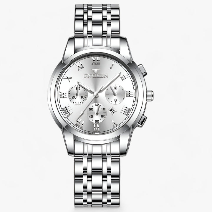 Tijdloos dameshorloge van titanium, model Clémence. Luxe en elegant accessoire voor vrouwen, met quartz uurwerk.