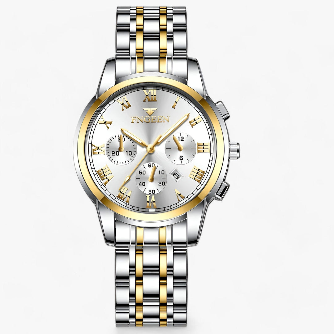 Chique Clémence dameshorloge van titanium, een waterbestendig en elegant horloge. Perfect luxe accessoire voor haar.
