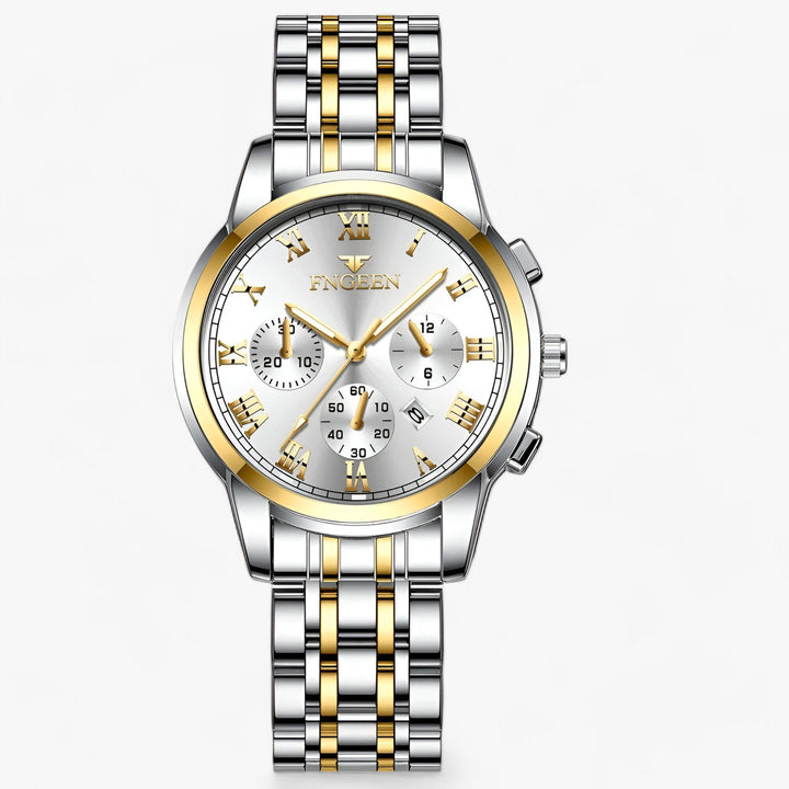 Chique Clémence dameshorloge van titanium, een waterbestendig en elegant horloge. Perfect luxe accessoire voor haar.