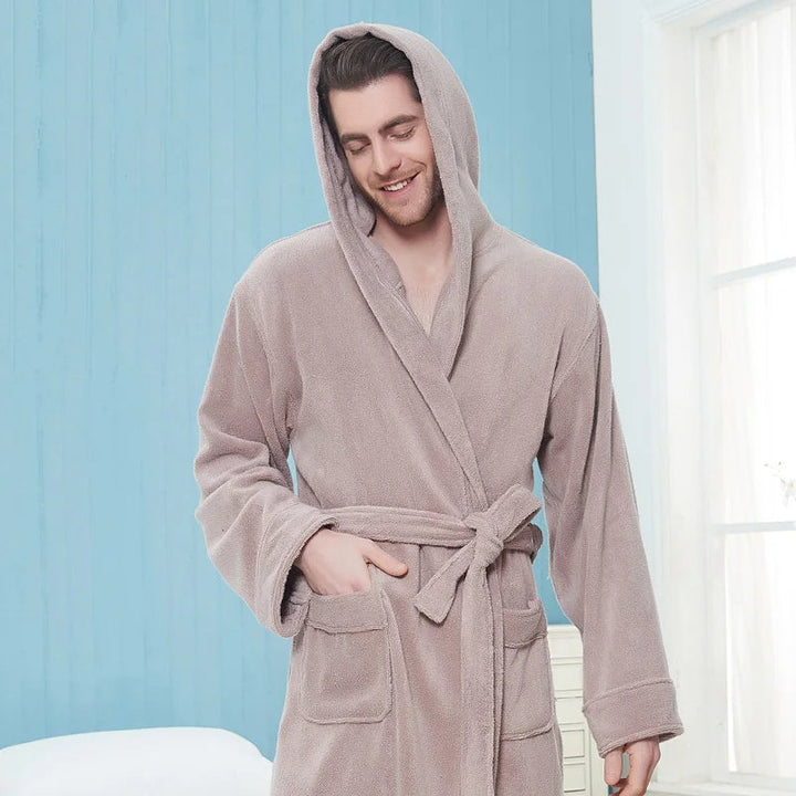 Elegante extra lange herenbadjas WarmteMax voor luxe ontspanning thuis. Ideaal als ochtendjas of badjas.