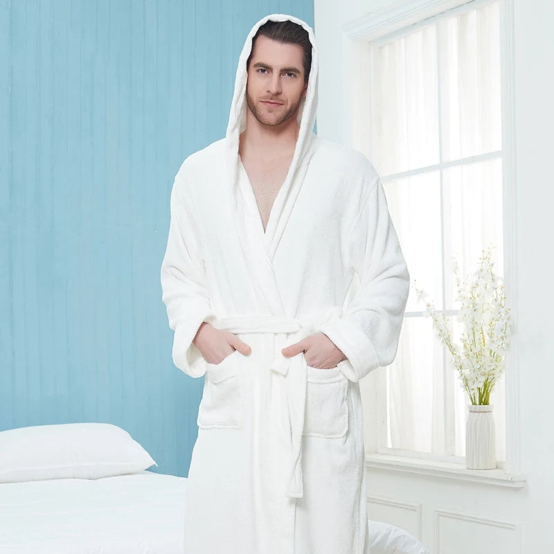Warme WarmteMax herenbadjas, extra lang model voor luxe comfort. Perfect als ochtendjas of na het douchen.