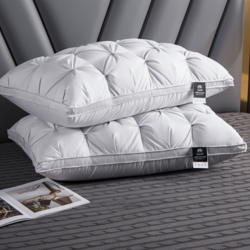 Hypoallergeen ganzendons kussen voor gezonde slaap. Biedt ademende comfort en essentiële nekondersteuning.