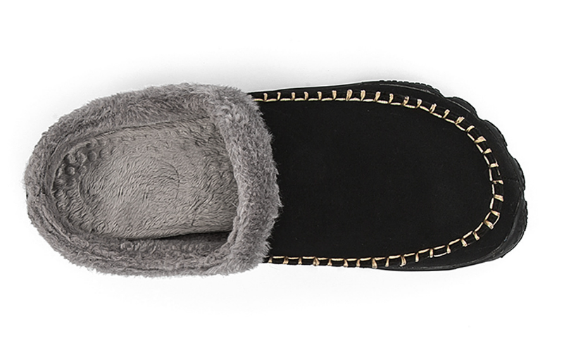 Bruine luxe heren pantoffels, zacht en comfortabel. Antislip sloffen voor warme voeten thuis.