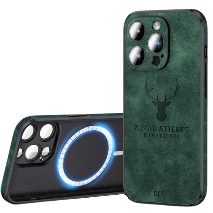 Luxe hertenleren iPhone hoes Veltro; optimale bescherming, stijlvol design.