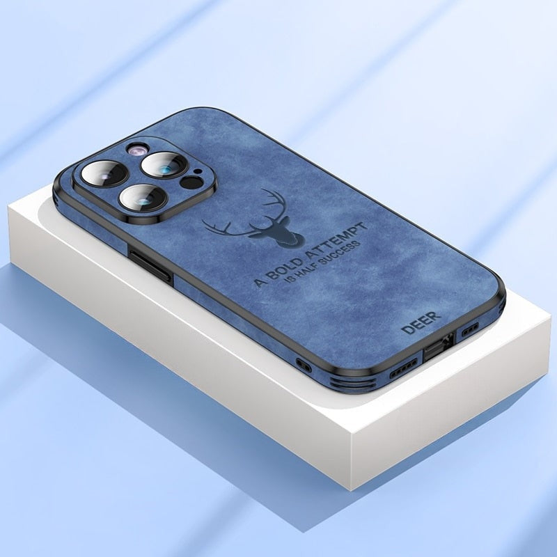 Zachte hertenleren iPhone hoes, voelt premium aan en biedt superieure bescherming.