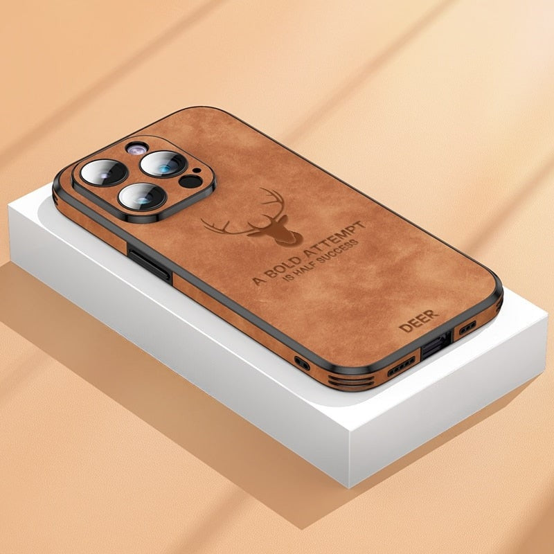Ultieme bescherming en stijl met deze premium Veltro hertenleren iPhone hoes.