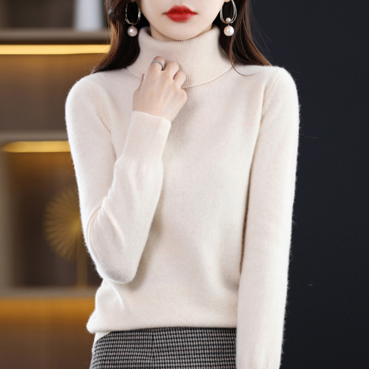 Productfoto van de luxe kasjmier dames coltrui Elena, elegant en veelzijdig voor elke stijlvolle vrouw.