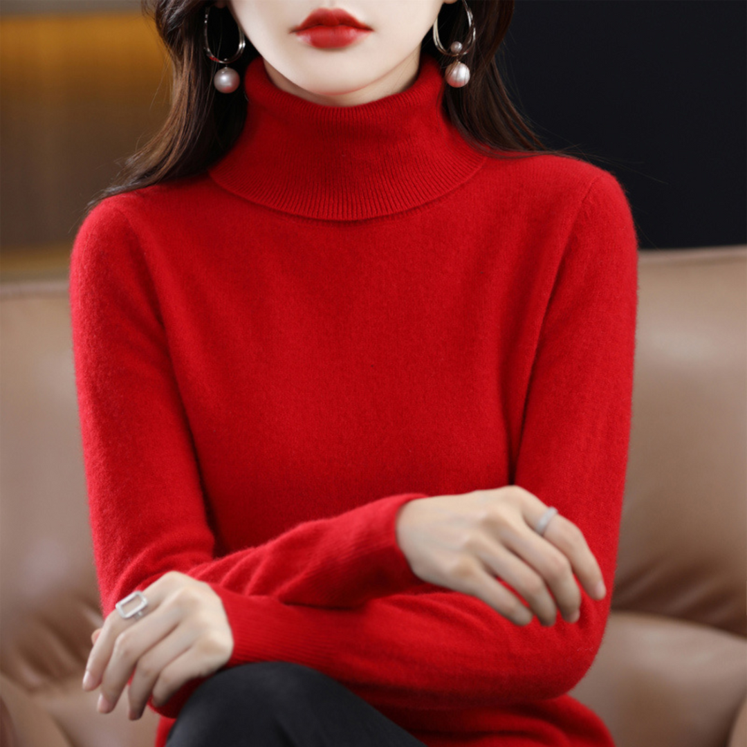 De Elena kasjmier coltrui, getoond in een casual chic outfit voor een stijlvolle herfstdag. Verfijnd.