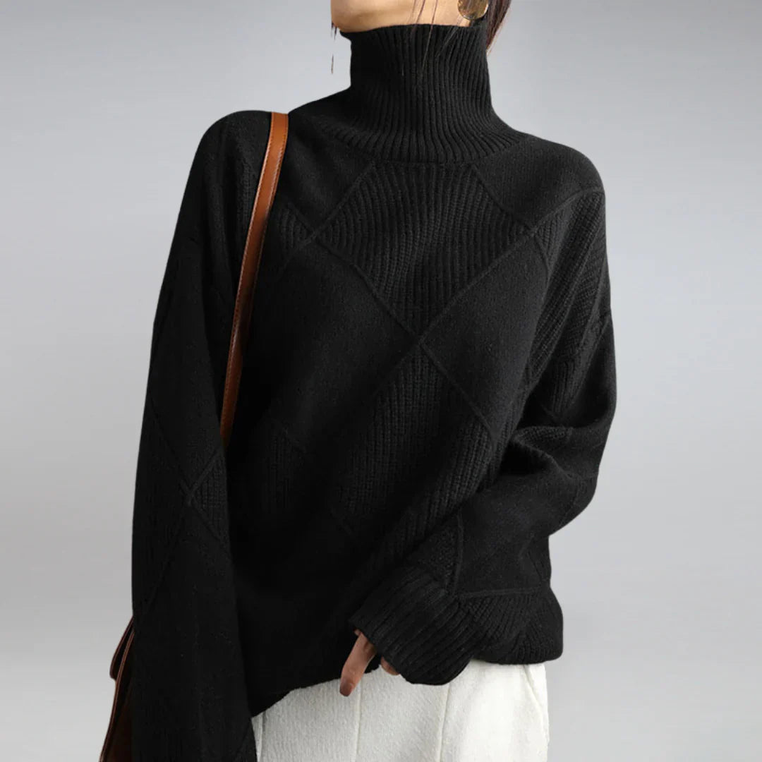 Modieuze dames coltrui van zacht kasjmier, een luxe en warme wintertrui.