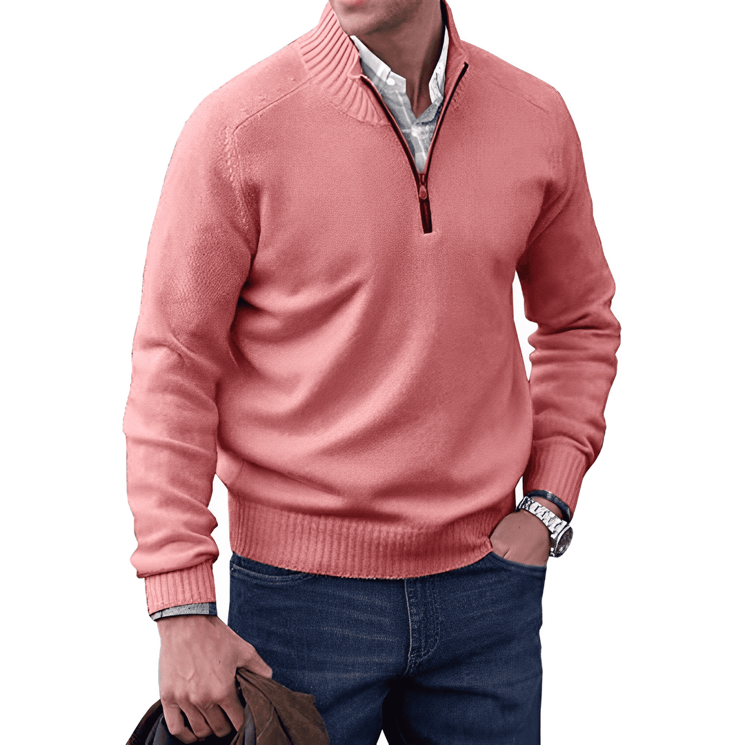 Zachte en warme Lucas kasjmierblend herentrui met rits. Onmisbaar voor optimaal comfort.