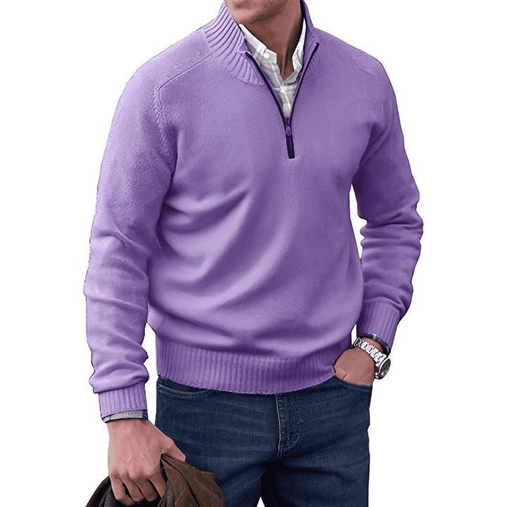 Veelzijdige Lucas kasjmierblend herentrui met rits, geschikt voor zowel casual als zakelijke outfits.