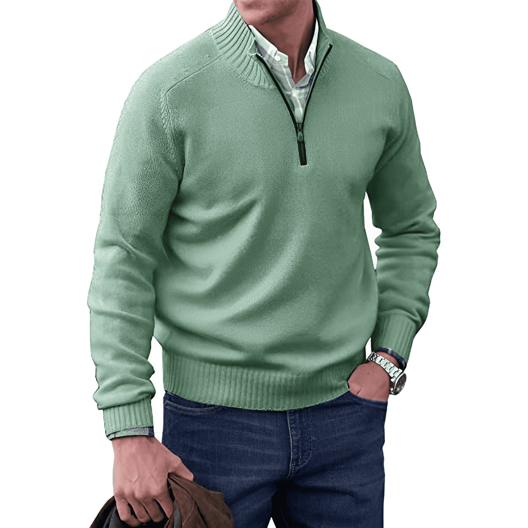 Premium kasjmierblend herentrui Lucas met rits, biedt superieur comfort en een tijdloze stijl.