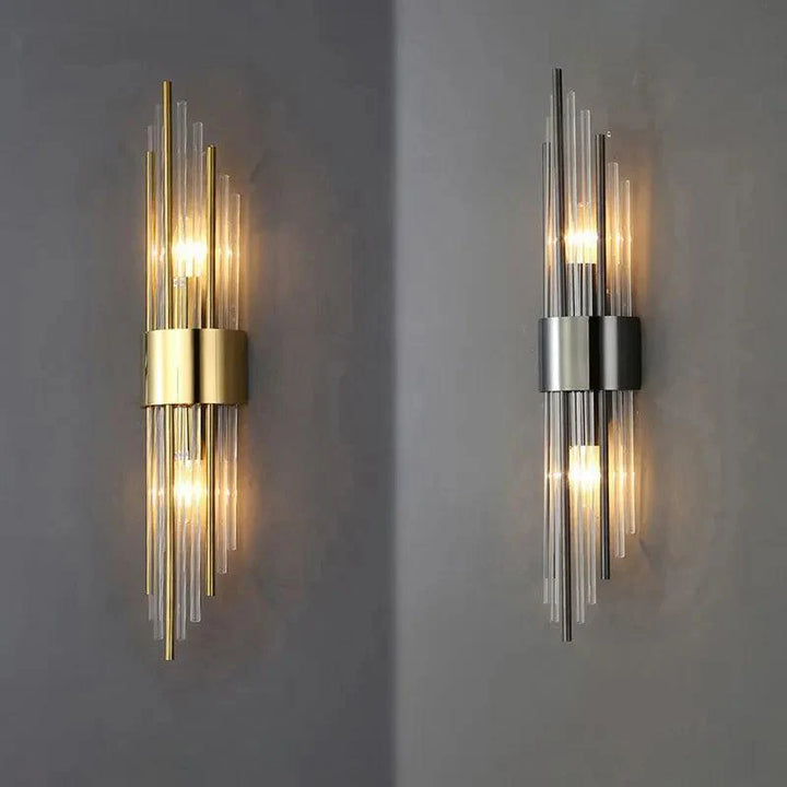Luxe kristallen LED wandlamp Luméra, modern design voor sfeervolle interieurverlichting.