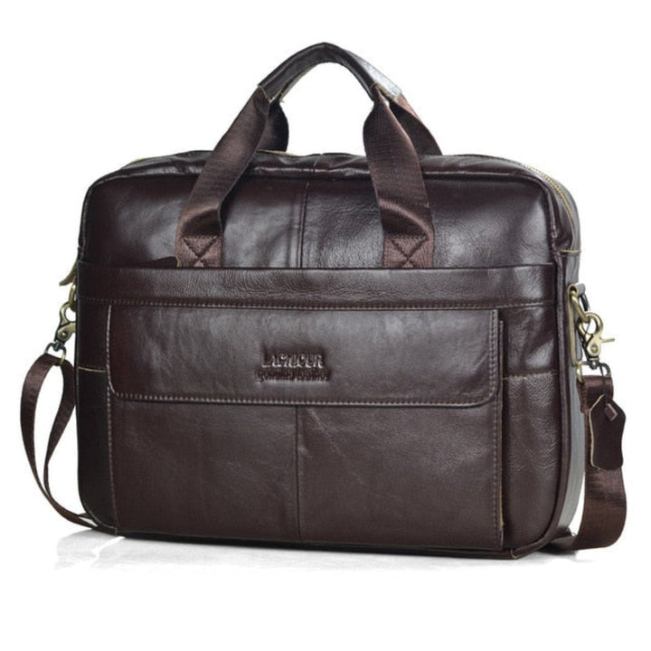 Premium leren Victor laptoptas, professionele herentas voor zakelijke reizen en dagelijkse organisatie.