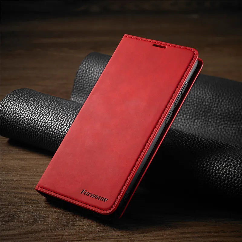 iPhone hoesje met GripFold functie. Luxe magnetisch leer voor veilige grip en bescherming van je telefoon.