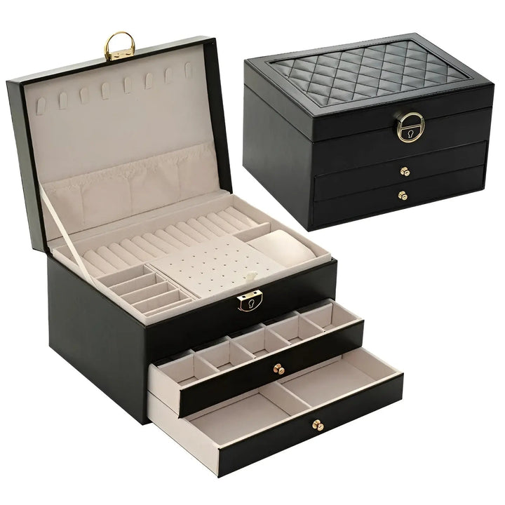 Prachtige EleganceBox, luxe sieradendoos van PU-leer. Perfect cadeau voor georganiseerde opslag van juwelen.