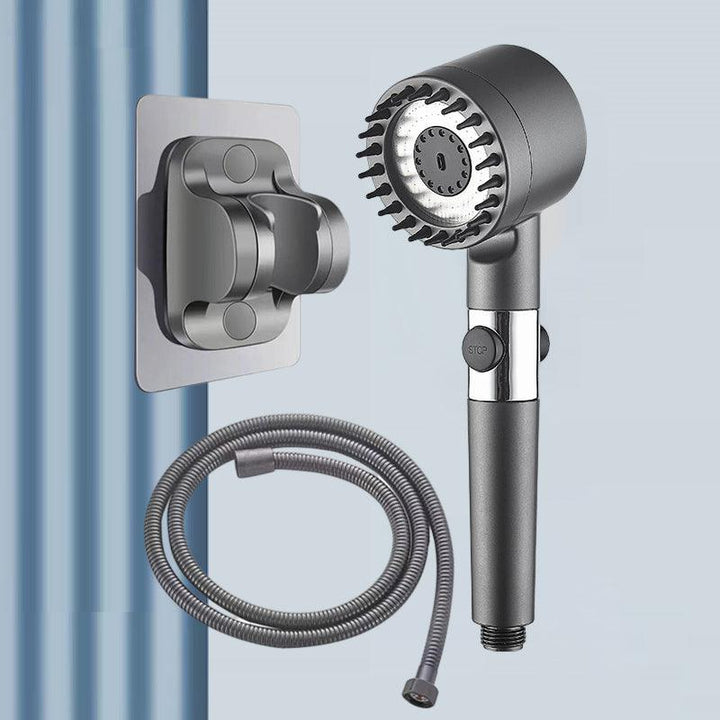 Luxe multifunctionele turbo douchekop met hoge druk, glanzend chroom voor een krachtige waterstraal.