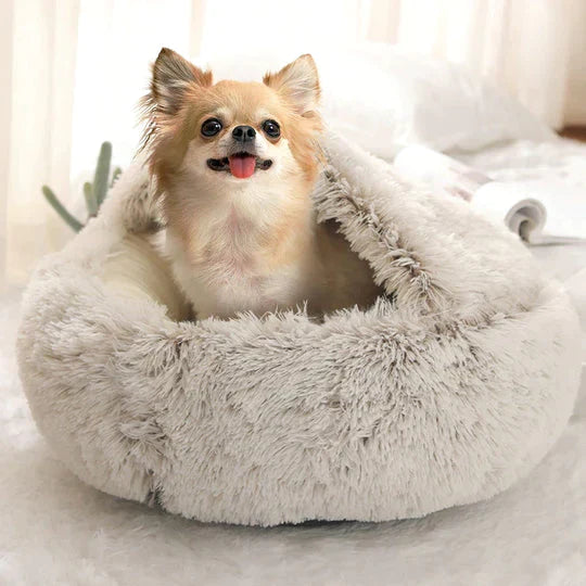 Luxe pluche hondenbed voor ultiem comfort. Zacht wasbaar dierenbed met warme antistress ligplek voor uw hond.