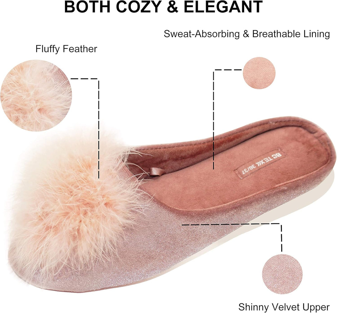 Comfortabele dames pantoffels met anti-slip zool en geheugenschuim. Houdt voeten warm en veilig thuis.