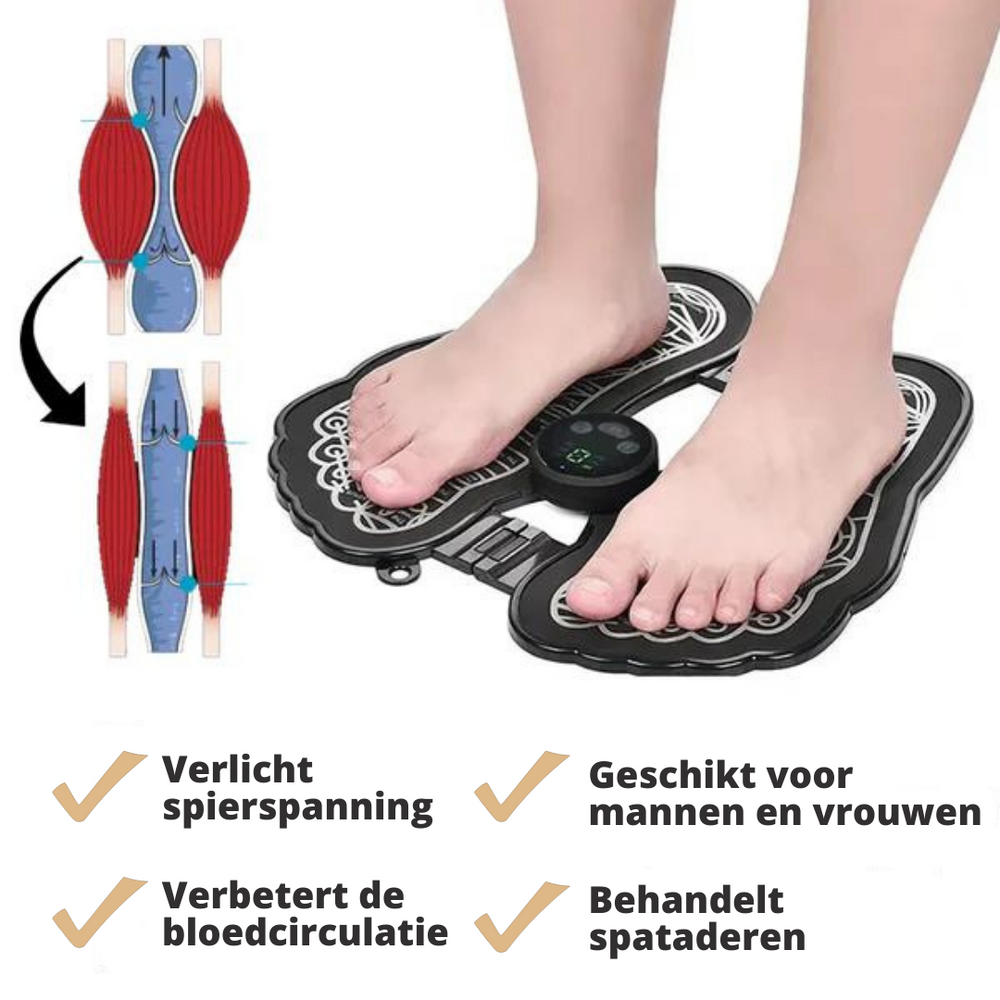 Draagbare Lymfomat EMS-voetmassagemat, ideaal voor spierstimulatie en ontspanning.