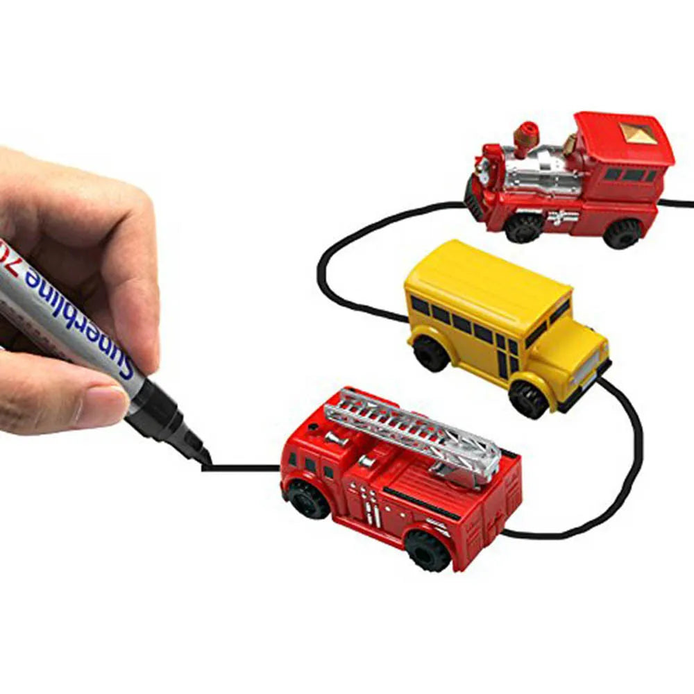 Magische WonderWheeler speelgoedauto. Lijnvolgend educatief en interactief speelgoed voor creatieve kinderen.