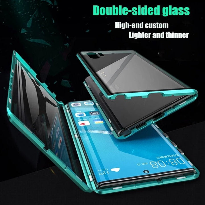 Stijlvol magnetisch Samsung hoes: Transparant glazen telefoonhoesje met complete 360° bescherming.