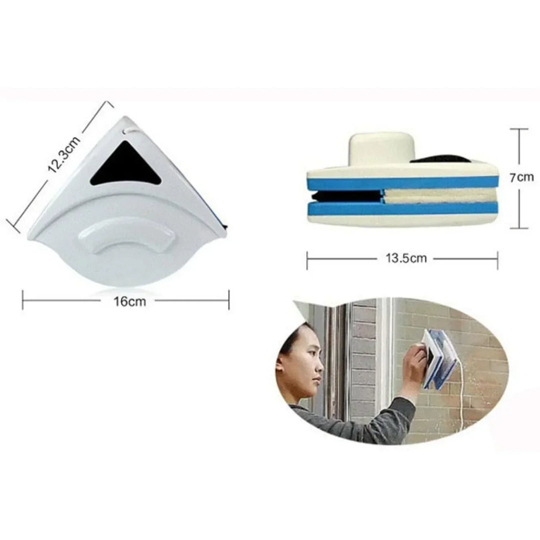 Compacte magnetische ruitenreiniger voor een moeiteloze en grondige reiniging van glas.