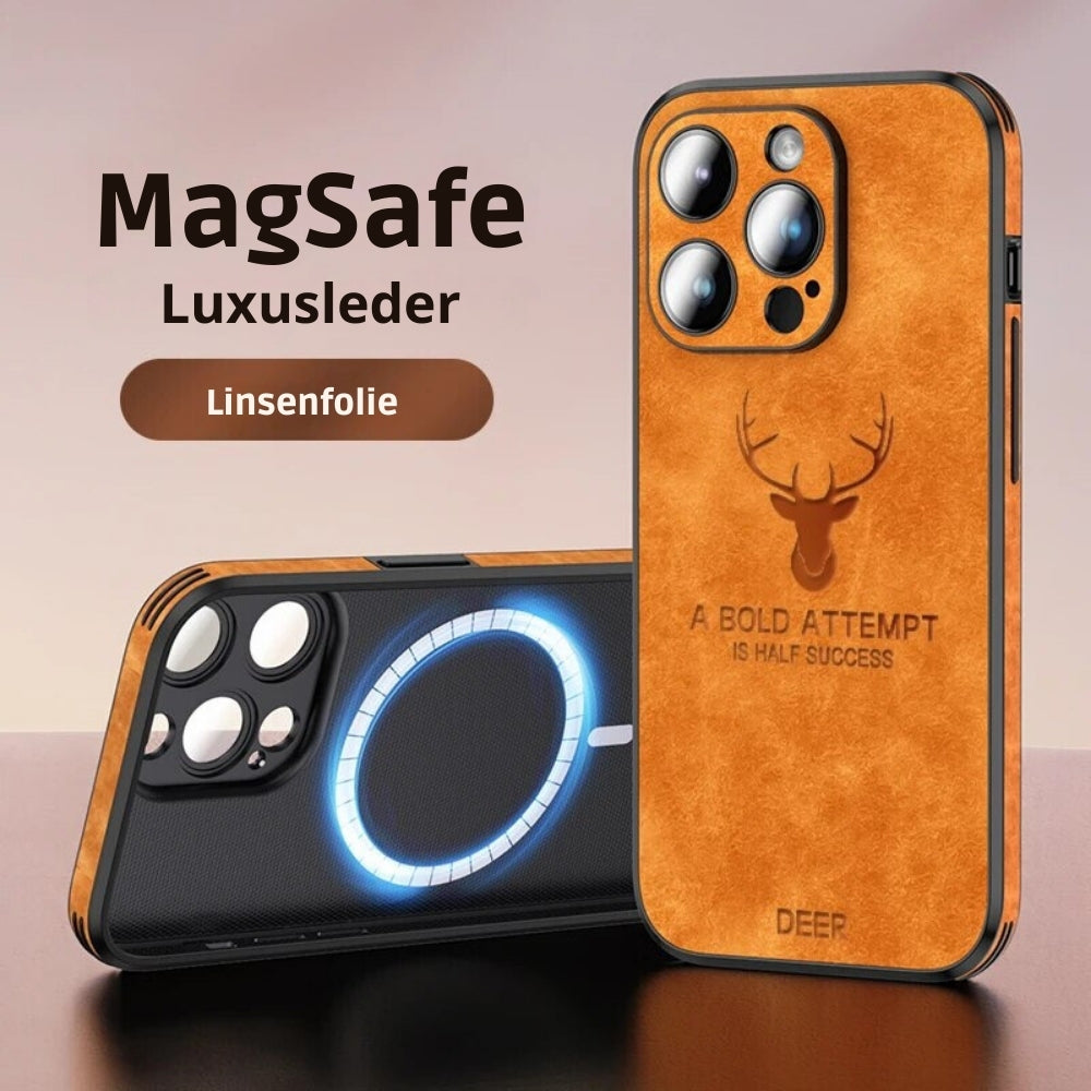 Sophisticated zwart leren iPhone case, voor een professionele uitstraling.