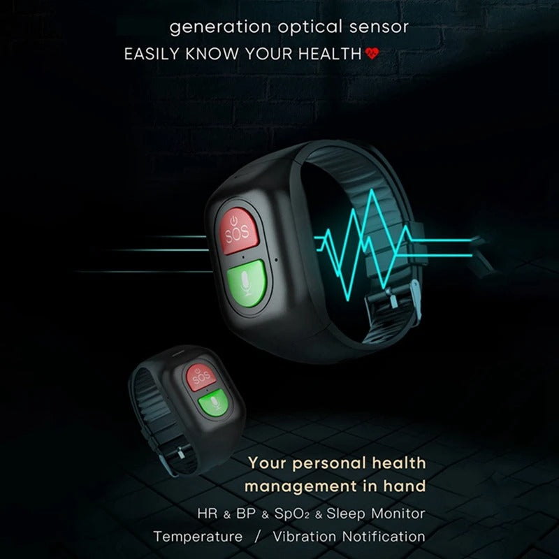 Zwarte senioren smartwatch met gps en duidelijk touchscreen voor ouderen