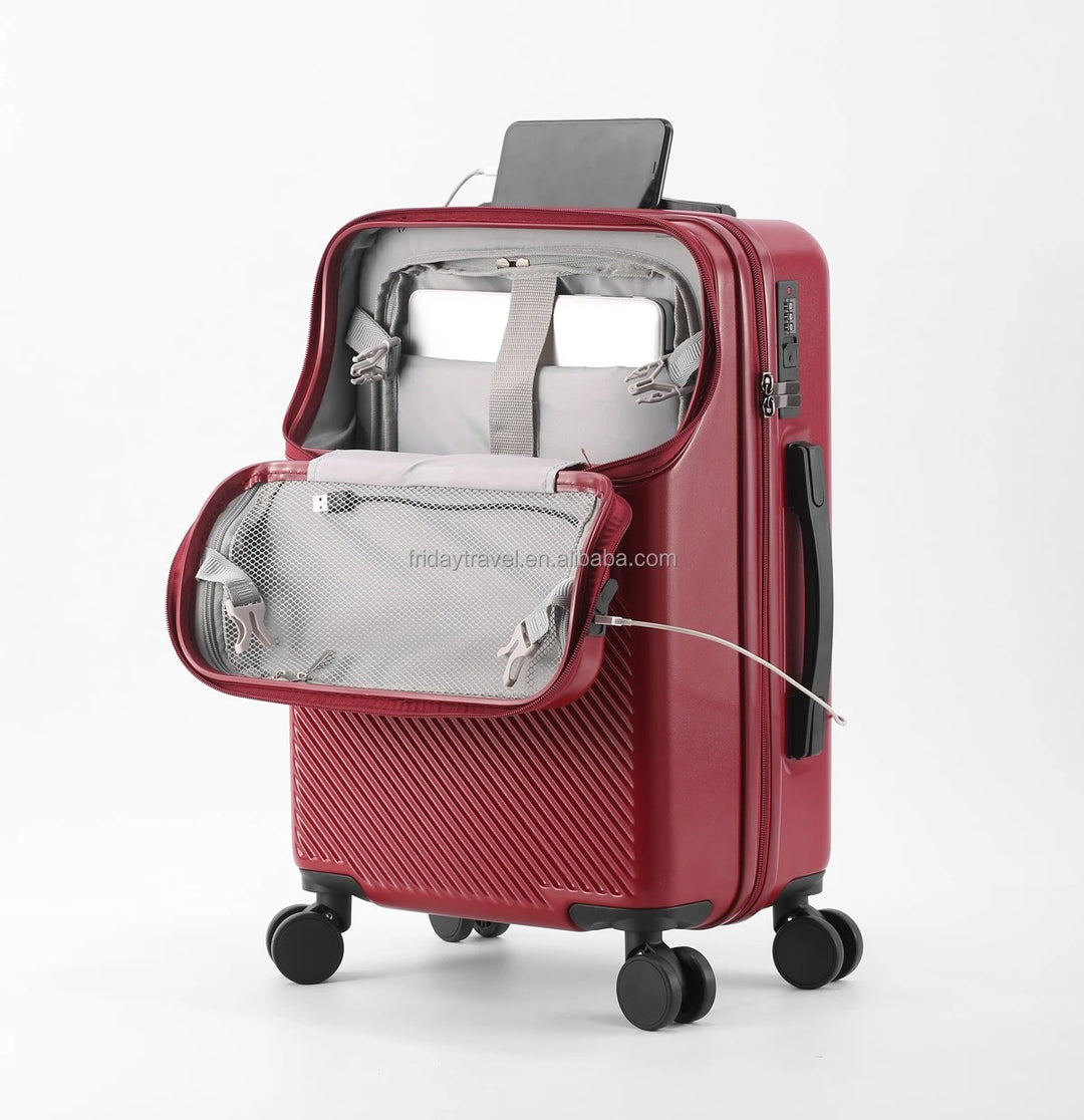 Unisex Handbagagekoffer met USB, Bekerhouder en TSA-slot