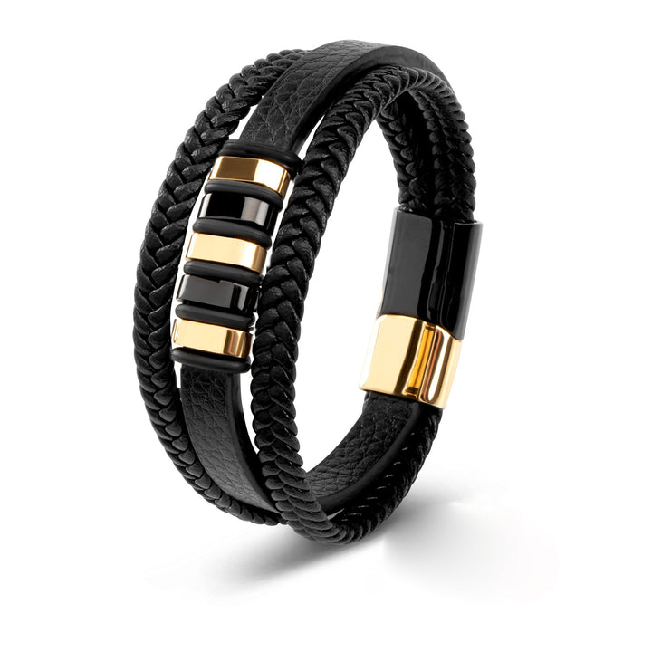 Zwarte herenarmband met magnetische sluiting, een tijdloos en stijlvol mannenmode accessoire.