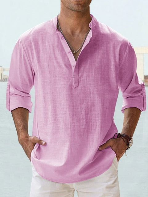 Heren basisshirt: veelzijdig Henley shirt met lange mouwen, gemakkelijk te combineren voor elke dag.