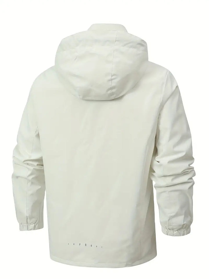 Modern lichtgewicht waterdicht heren jack met rits; comfortabele en functionele buitenkleding.