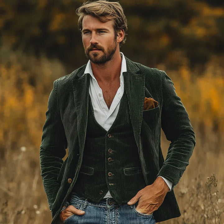 Elegante herenset: retro jasje en gilet Victor. Perfect voor een stijlvolle outfit, zowel chic als casual.